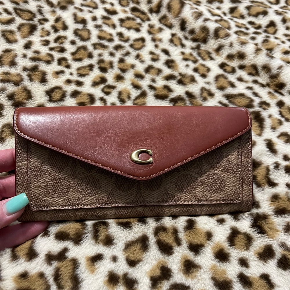 Coach Signature calf leather full length wallet